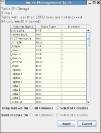 Index managment window Index managment window